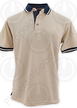 Playera Tipo Polo Beige Azul